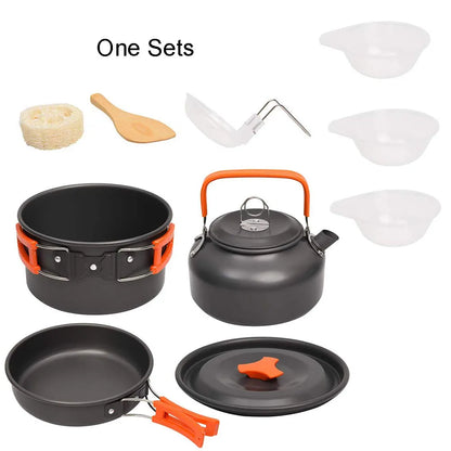 Camping Aluminum Cookware Set with Kettle & Pan