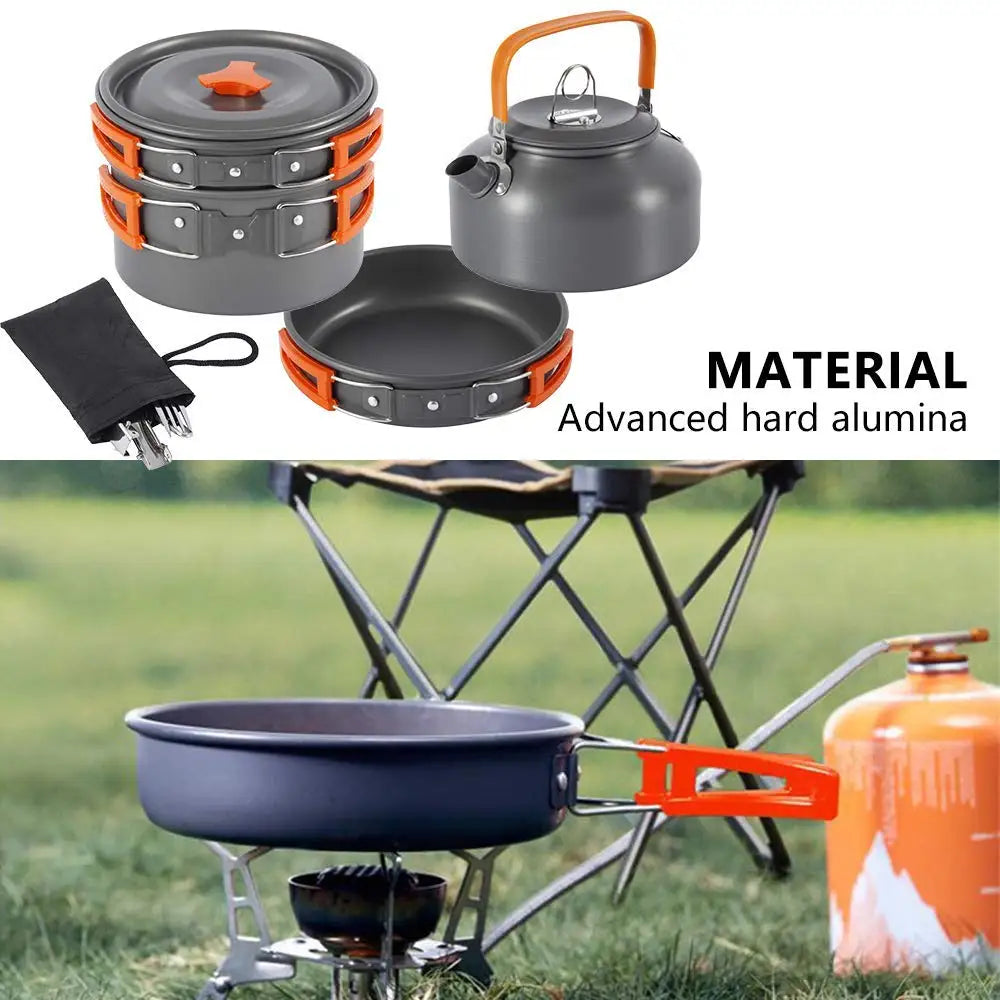 Camping Aluminum Cookware Set with Kettle & Pan