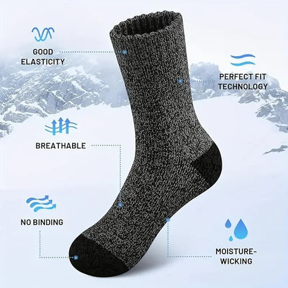 5 Pairs Men's Merino Wool Thermal Hiking Socks